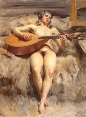 Ateljeidyll by Anders Zorn Oil Painting