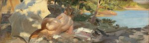 Bather With Parasol, DalarO by Anders Zorn Oil Painting