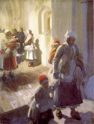 Christmas Morning Service by Anders Zorn Oil Painting