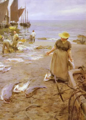 Fiskmarknad I St. Ives by Anders Zorn Oil Painting