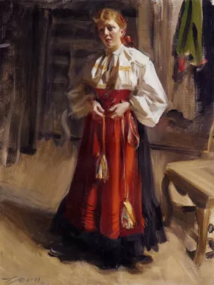 Girl in an Orsa Costume by Anders Zorn - Oil Painting Reproduction