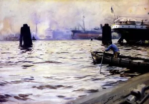 Hamburg Harbour by Anders Zorn Oil Painting