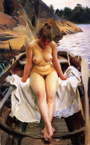 In Werner's row boat by Anders Zorn Oil Painting