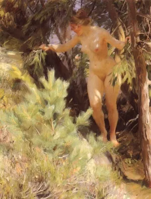 Naken Under en Gran by Anders Zorn - Oil Painting Reproduction