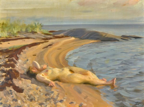Main Product Photo of On The Beach  Painting by Anders Zorn