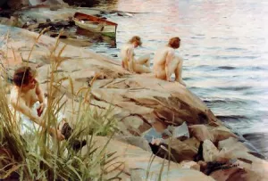 Out by Anders Zorn - Oil Painting Reproduction