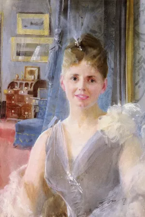 Portrait Of Edith Palgrave Edward In Her London Residence by Anders Zorn - Oil Painting Reproduction