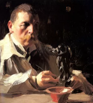 Self Portrait with Faun and Nymph Oil painting by Anders Zorn