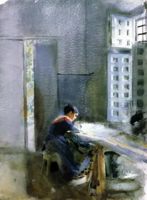 Wallpaper Factory painting by Anders Zorn