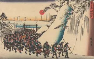 Army Rounding Hill in Snow by Ando Hiroshige Oil Painting