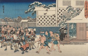 Challenging the Guards by Ando Hiroshige Oil Painting