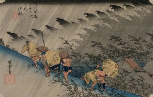 Driving Rain at Shono by Ando Hiroshige Oil Painting