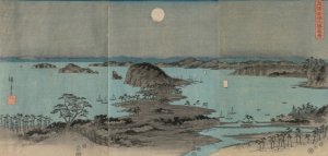 Eight Views of Kanazawa at Night by Ando Hiroshige Oil Painting