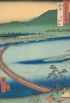 Etchu Prefecture; Floating Bridge Oil painting by Ando Hiroshige