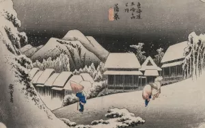 Evening Snow at Kambara by Ando Hiroshige Oil Painting