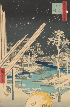 Fukagawa; Timberyard by Ando Hiroshige Oil Painting