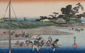 Gathering Shellfish at Low Tide at Susaki, from the series Famous Places in Edo by Ando Hiroshige Oil Painting