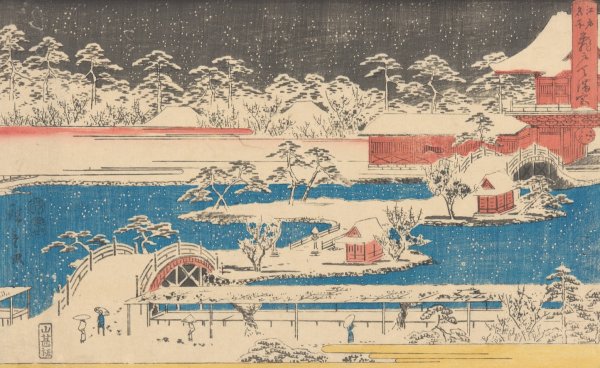 Main Product Photo of Kameido Temmaugu in Snow  Painting by Ando Hiroshige