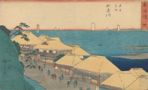Kanagawa Yedo; House on River by Ando Hiroshige Oil Painting