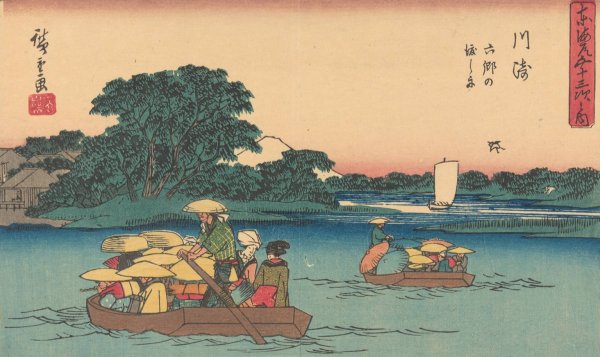 Kawasaki  by Ando Hiroshige - Hand-Painted Oil Painting Reproduction