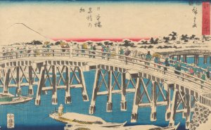 Nihonbashi in Snow by Ando Hiroshige Oil Painting