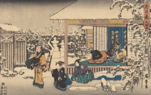 Oishi Leaving Home in Snow by Ando Hiroshige Oil Painting