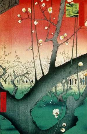 Plum Estate, Kameido by Ando Hiroshige Oil Painting