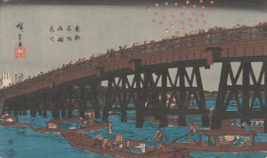 Ryogoku; Fireworks at Ryogoku by Ando Hiroshige Oil Painting