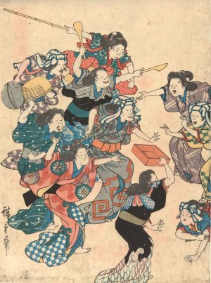 Servants' Quarrel by Ando Hiroshige Oil Painting