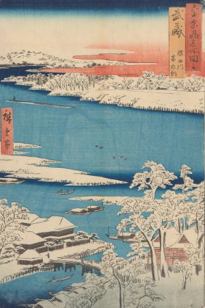 Snow Scene, Islet, River, Shore by Ando Hiroshige Oil Painting