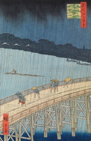 Sudden Shower Over Ohashi Bridge and Atake by Ando Hiroshige Oil Painting