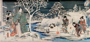 The Snowy Garden by Ando Hiroshige Oil Painting