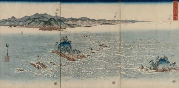 The Whirlpools of Awa  by Ando Hiroshige - Hand-Painted Oil Painting Reproduction