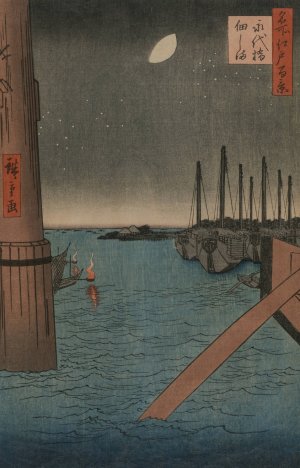 Tsukudajima from Eitai Bridge, from the series One Hundred Views of Famous Places in Edo by Ando Hiroshige Oil Painting