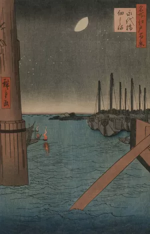 Tsukudajima from Eitai Bridge, from the series One Hundred Views of Famous Places in Edo by Ando Hiroshige Oil Painting