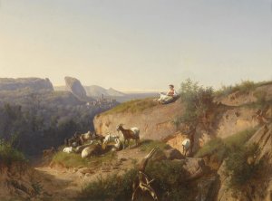 Ziegenhirtin mit Herde by Andras Marko Oil Painting