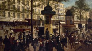 Esquisse pour un panorama du boulevard Montmartre anime des personnalites parisiennes contemporaines by Andre Gill Oil Painting