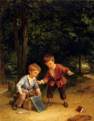 Playing Marbles by Andre Henri Dargelas Oil Painting