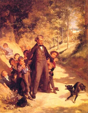 Protecting the School Children by Andre Henri Dargelas Oil Painting