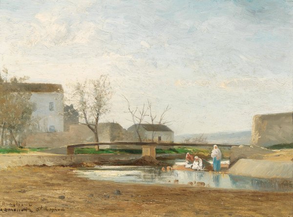 Main Product Photo of Washerwomen By The River Painting by Andre Maglione