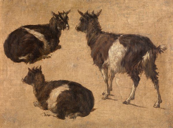 Goats by Andre Plumot - Hand-Painted Oil Painting Reproduction