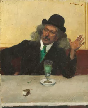 Au cafe by Andre Victor Edouard Devambez Oil Painting