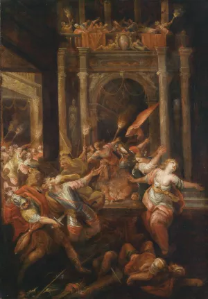 A Scene from the Trojan War. The Death of King Priam by Andrea Celesti Oil Painting