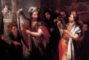 King David Playing the Zither by Andrea Celesti - Oil Painting Reproduction