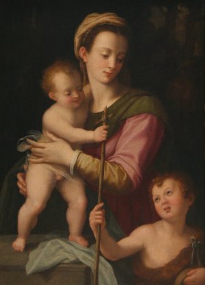 Madonna and Child with St. John by Andrea Del Brescianino Oil Painting