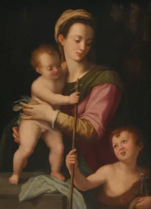 Madonna and Child with St. John by Andrea Del Brescianino Oil Painting