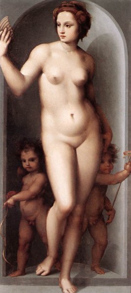 Venus and Two Cupids Oil painting by Andrea Del Brescianino