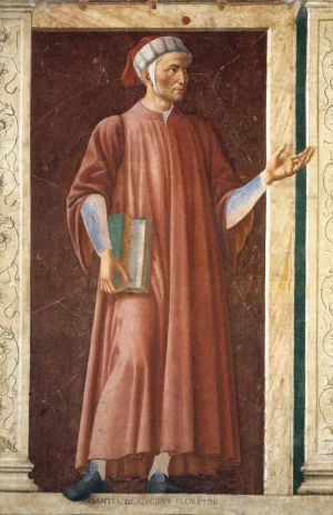 Famous Persons: Dante Allighieri painting by Andrea Del Castagno