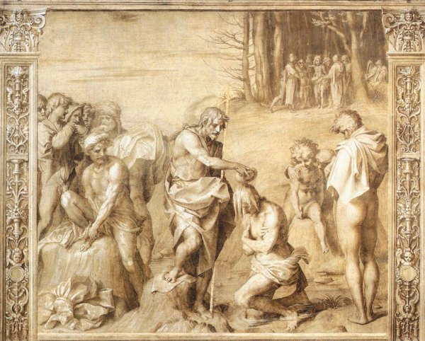 Main Product Photo of Baptism of the People Painting by Andrea Del Sarto