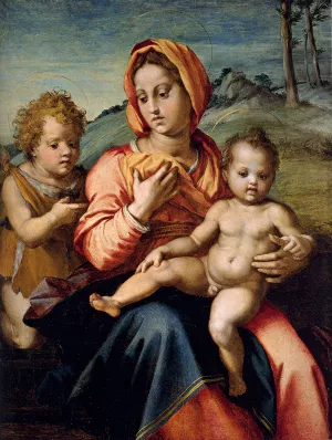 Madonna And Child With The Infant Saint John In A Landscape painting by Andrea Del Sarto